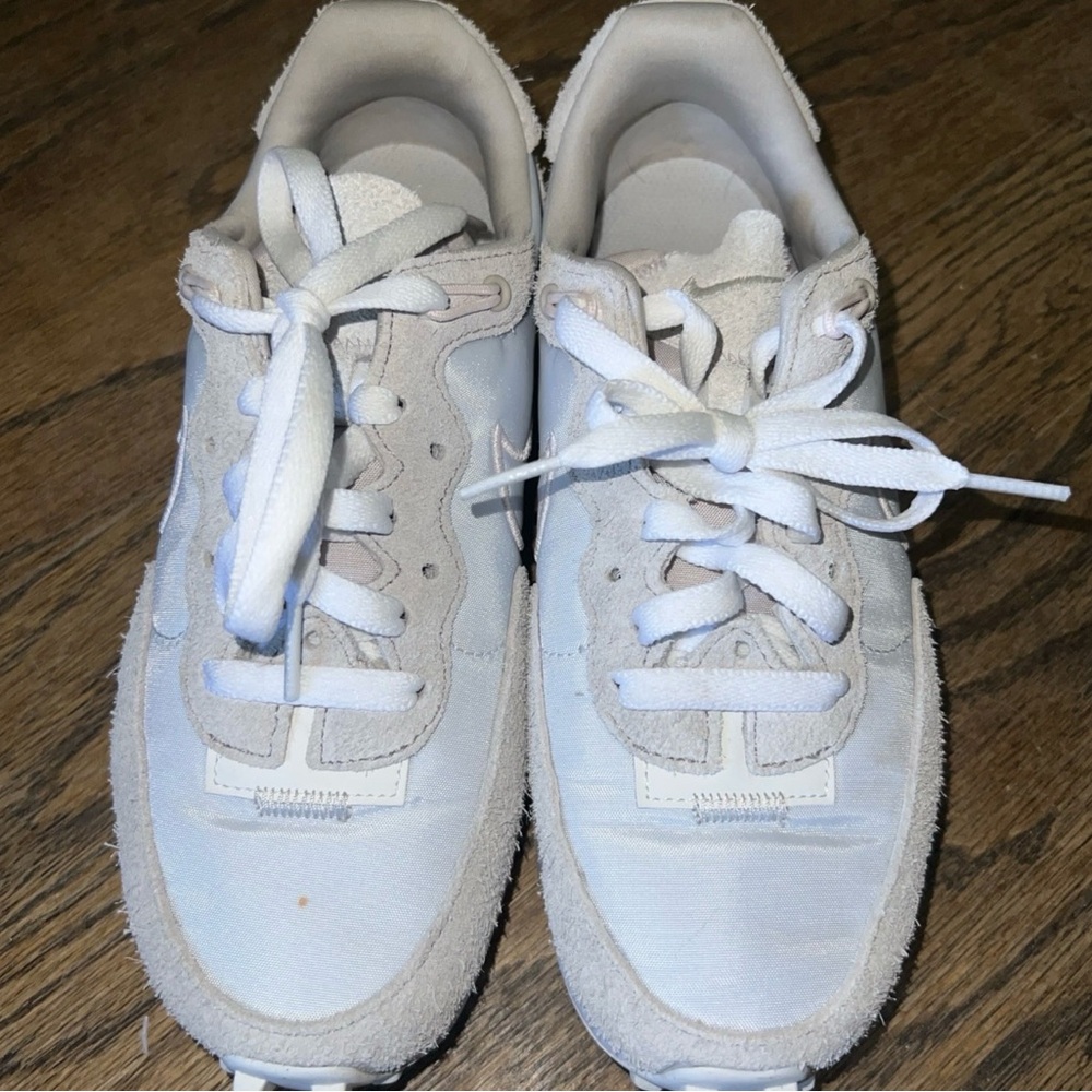 Nike Women's White Suede-Trim Casual Sneakers